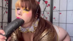 Clown girl sucking big cock