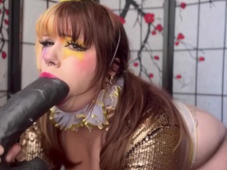 Clown girl sucking big cock