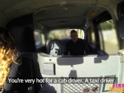 Female Fake Taxi - British MILF brunette gives her passenger a RIMJOB and fingers his ass 1/16
