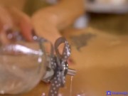 Two Latinas slip and slide scissoring sensual erotic pussy eating sex FULL SCENE - Massage Rooms 8/16