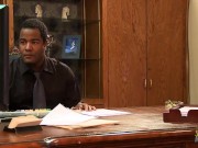 India Summer receives a massive cumshot on her boobs from her black boss 1/16