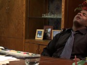 India Summer receives a massive cumshot on her boobs from her black boss 16/16