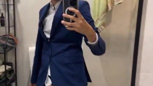 Hard on suit big dick on slow motion