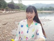 【ビショビショ】河原ノーブラ散歩中に水を掛けられ...💦人妻,熟女,日本人,無修正,素人,個撮,個人撮影,ちくぽち,ヌード,野外露出,屋外,オナニー 1/16