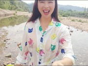 【ビショビショ】河原ノーブラ散歩中に水を掛けられ...💦人妻,熟女,日本人,無修正,素人,個撮,個人撮影,ちくぽち,ヌード,野外露出,屋外,オナニー 4/16