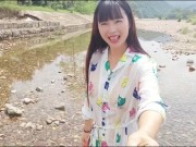 【ビショビショ】河原ノーブラ散歩中に水を掛けられ...💦人妻,熟女,日本人,無修正,素人,個撮,個人撮影,ちくぽち,ヌード,野外露出,屋外,オナニー 6/16