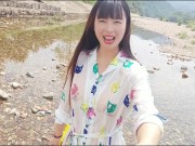 【ビショビショ】河原ノーブラ散歩中に水を掛けられ...💦人妻,熟女,日本人,無修正,素人,個撮,個人撮影,ちくぽち,ヌード,野外露出,屋外,オナニー 7/16