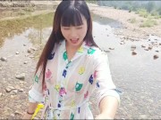 【ビショビショ】河原ノーブラ散歩中に水を掛けられ...💦人妻,熟女,日本人,無修正,素人,個撮,個人撮影,ちくぽち,ヌード,野外露出,屋外,オナニー 9/16