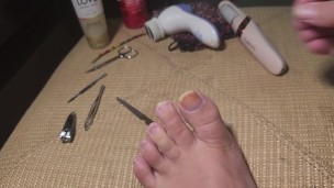 Trimming and lotioning my feet