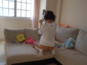 Orgasm flows from pussy of a horny college girl