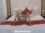 Gorgeous Blond Filipino Dances And Masturbates In Fishnets 15/16