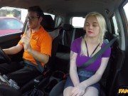 Fake Driving School - She spots his cock in his hand and ends up with spunk over her pussy 15/16
