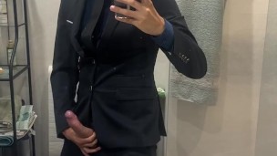 jerking off in a wedding suit