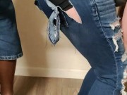 Ripped jeans destruction while wearing them 10/16