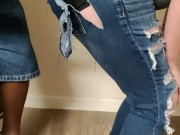 Ripped jeans destruction while wearing them 11/16