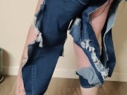 Ripped jeans destruction while wearing them 16/16