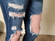 Ripped jeans destruction while wearing them 2/16