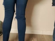 Ripped jeans destruction while wearing them 5/16