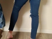 Ripped jeans destruction while wearing them 9/16