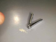 I cut off my long stinky nails and show off my smelly cock 15/16