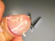 I cut off my long stinky nails and show off my smelly cock 16/16