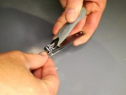 I cut off my long stinky nails and show off my smelly cock 8/16