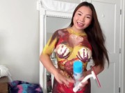 ASIAN HOT BABE CLEANS MIRROR NAKED (NO UNDIES) 1/16