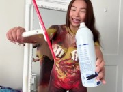 ASIAN HOT BABE CLEANS MIRROR NAKED (NO UNDIES) 16/16