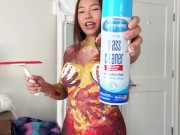 ASIAN HOT BABE CLEANS MIRROR NAKED (NO UNDIES) 2/16