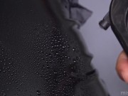 Beautiful water splatters on my wetlook leather leggings 15/16