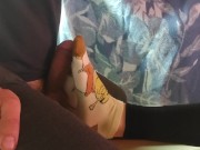 Giving sockjob and he cums on my socks 15/16