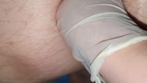 Anal with glove