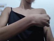 Hot cute girl squinting 😝 fingering and playing with her pussy 1/16