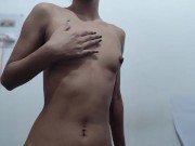 Hot cute girl squinting 😝 fingering and playing with her pussy 16/16