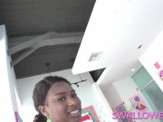 SWALLOWED Ebony goddess Tessa Thomas and her cute girlfriend Nicole Luva deepthroat a cock 16/16