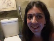 Cute Girl Eating Burger with Cum on Her Face in Public Cafe 7/16