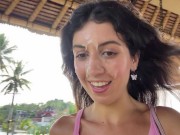 Cute Girl Eating Burger with Cum on Her Face in Public Cafe 9/16