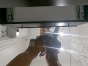 Sexy and Horny Petite Brunette Girl loves to Flash her Shaved Pussy and gets Bored and Ignored in the Kitchen 10/16