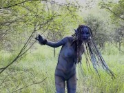 Avatar Monika Foxxx has fun with big dildos in nature 1/16