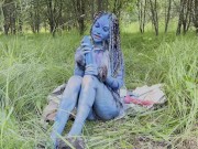 Avatar Monika Foxxx has fun with big dildos in nature 10/16