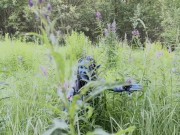 Avatar Monika Foxxx has fun with big dildos in nature 2/16