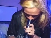 Blonde Taking Bong Rips 8/16