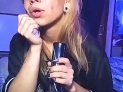 Blonde Taking Bong Rips 9/16