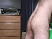 Stroking hard cock and cumming. 9/16