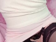 Office lady style 💋 Garter black stockings, miniskirt and sleeveless🥰 4/16