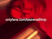 Naughty LaSirena69 relentlessly rubbing her pussy in the redlight! 11/16