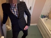 Mr NSX in his suit, jerking his big hard cock to cumshot after being sent nude beach photos 4/16