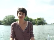 Ersties - Cute Brunette Plays With Hairy Pussy on a Boat 12/16