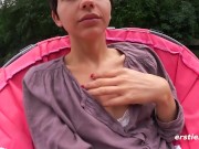 Ersties - Cute Brunette Plays With Hairy Pussy on a Boat 3/16