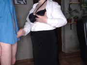 Hot MILF gets fucked in standing doggy style and cums in condom 2/16